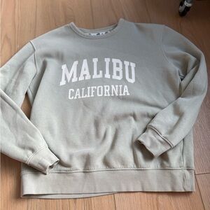 Denim & Flower Malibu California Crewneck Sweatshirt - Sage Green